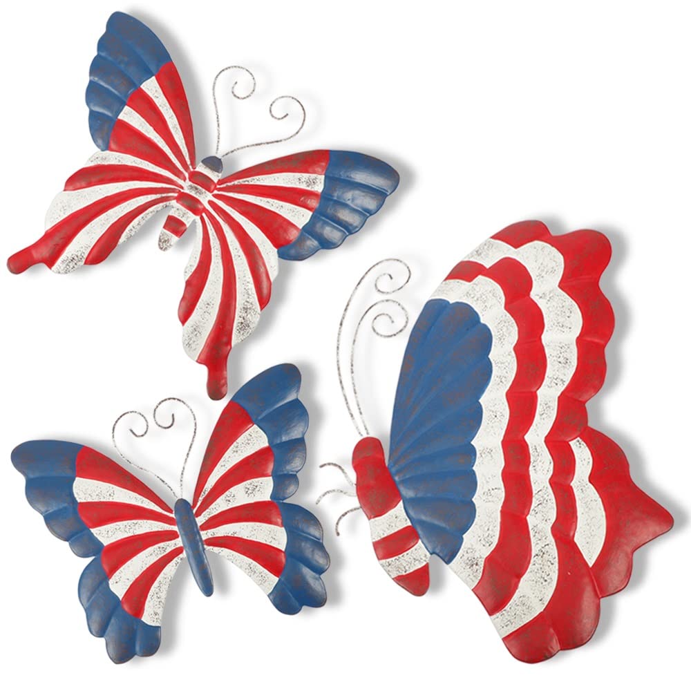 Metal Butterfly Sculpture Wall Art Decor Set of 3 Butterfly Outdoor and Indoor Decorative Art Wall Sculptures — view 2