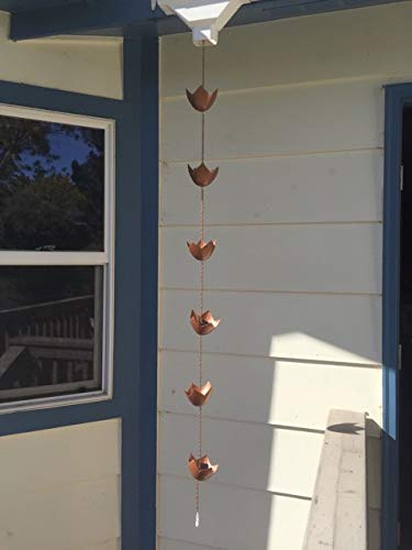 8.5 Feet Decorative Iron Rain Chain for Gutter, 10 Cups to Collect Water with T Shaped Hook Adapter Installation — view 2