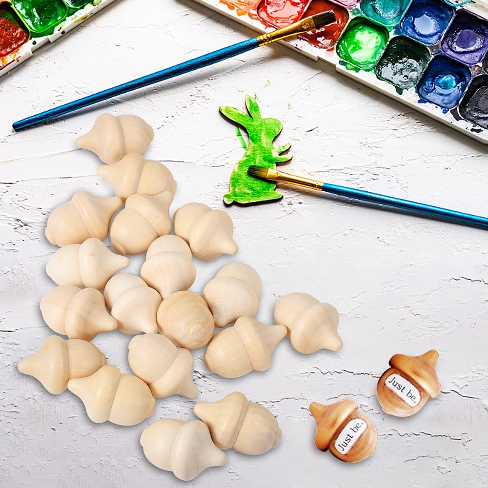 Unfinished Wooden Acorn and Bowl Kit – Set of 20 Acorns and 6 Bowls Handicraft Decor Kit for DIY, Painting, Art Projects, Staining, Decorate — view 3