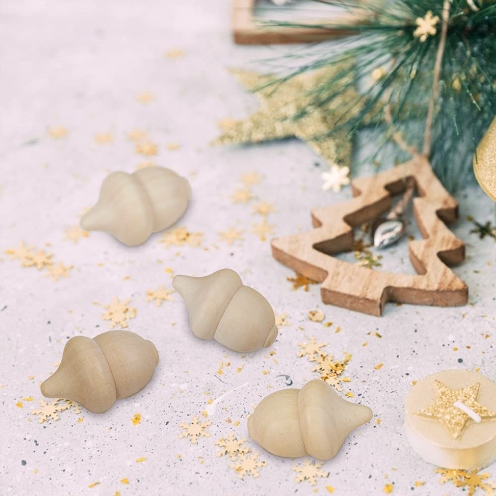 Unfinished Wooden Acorn and Bowl Kit – Set of 20 Acorns and 6 Bowls Handicraft Decor Kit for DIY, Painting, Art Projects, Staining, Decorate — view 4