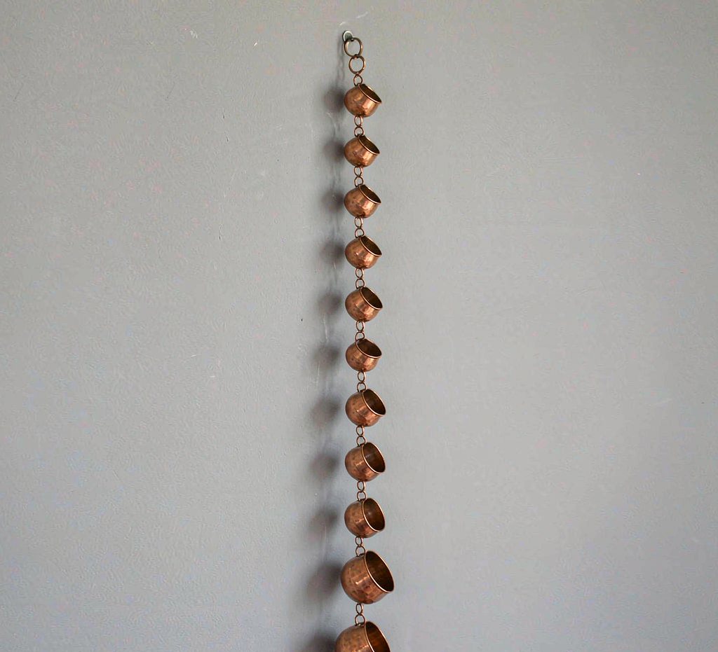 Rain Chain, 8.5 FT Rain Chain for Gutters – MG4773(Copper Colored) Rain Catcher for Downspout with Adapter, 10 Thick Iron Flower Cups Garden Decorative — Vindar
